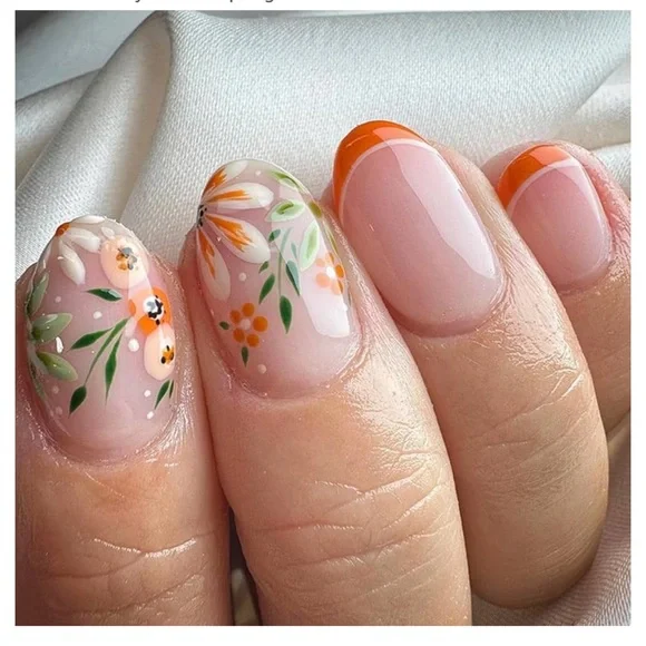 6 Packs (144 Pcs) Flower Press on Nails Medium Almond Fake Nails - Picture 6 of 7